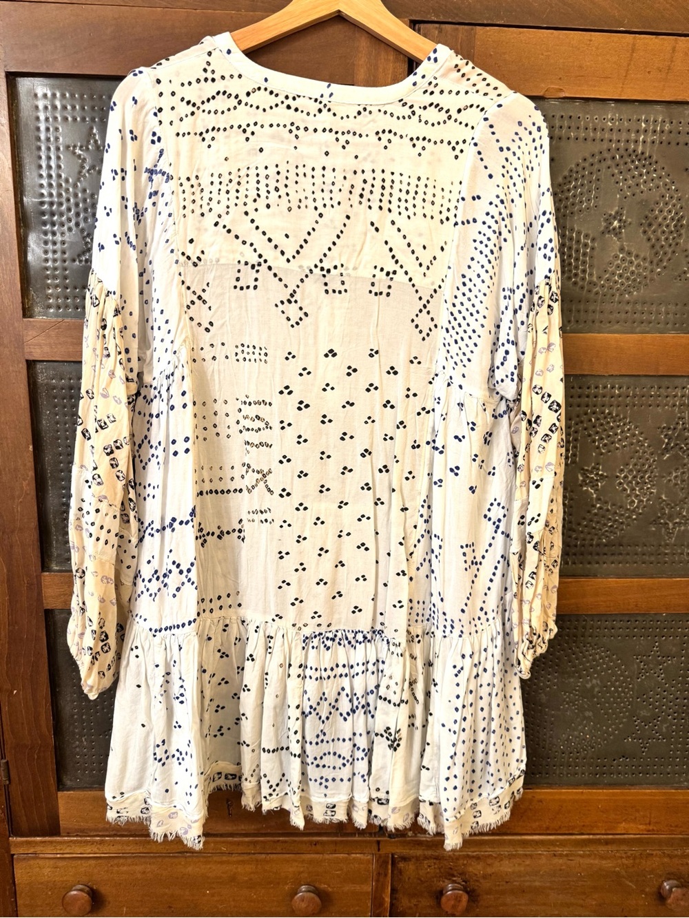 Anthropologie Free People Shibori Tunic Top Ivory XS - Picture 6 of 10